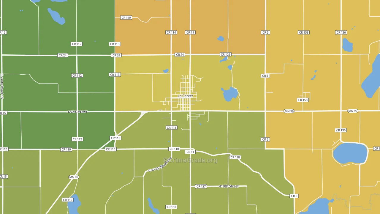 Le Center, MN Map of Burglary Rates