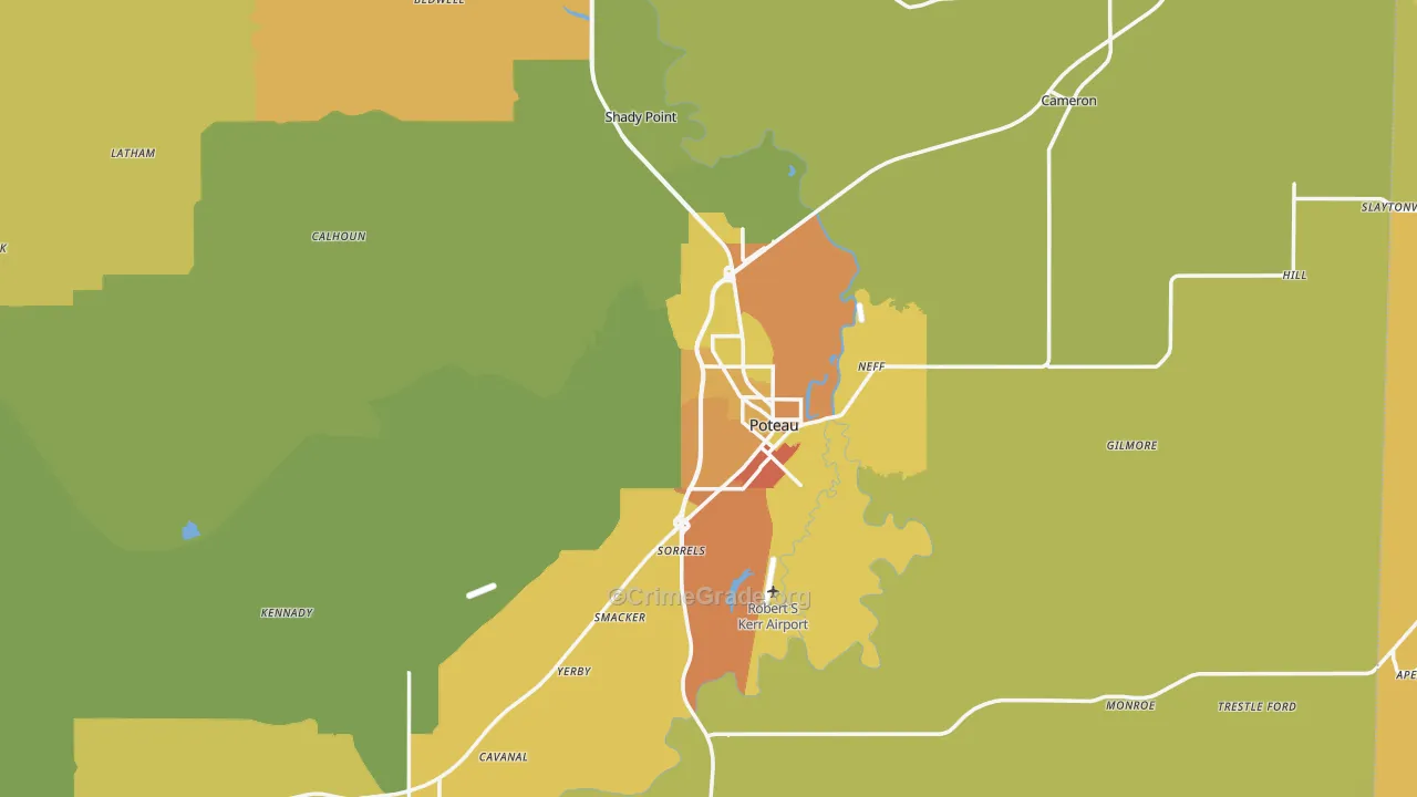Le Flore County, OK Map of Burglary Rates