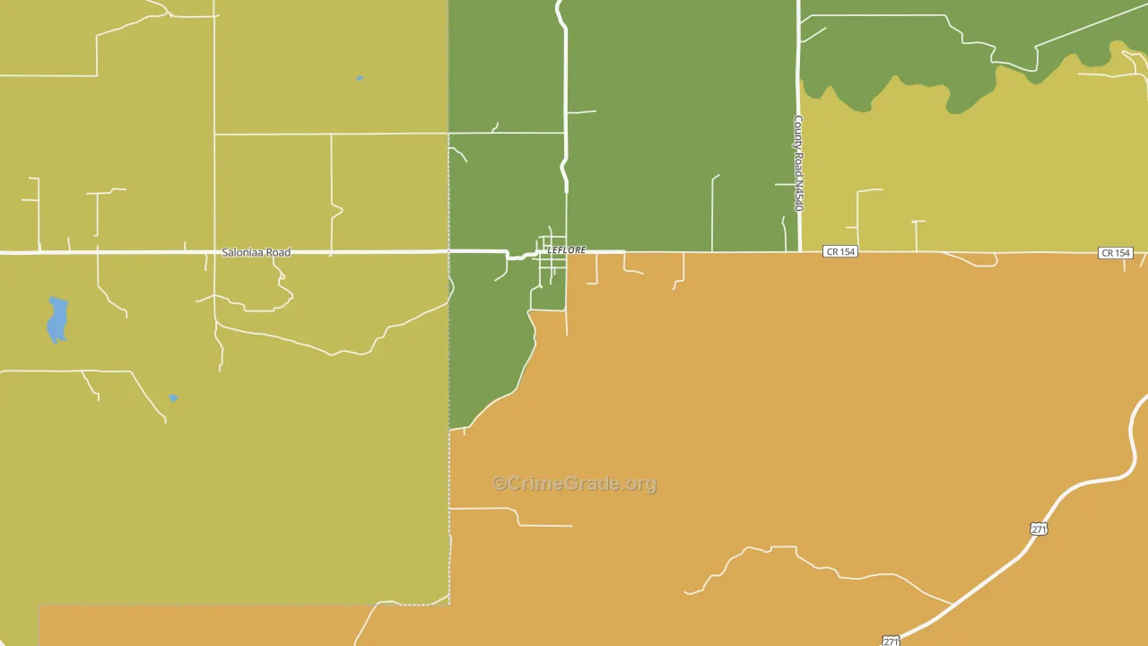 Le Flore, OK Map of Burglary Rates