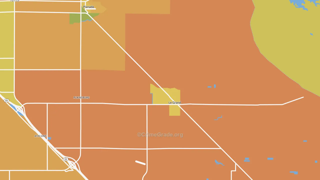 Le Grand, CA Map of Burglary Rates