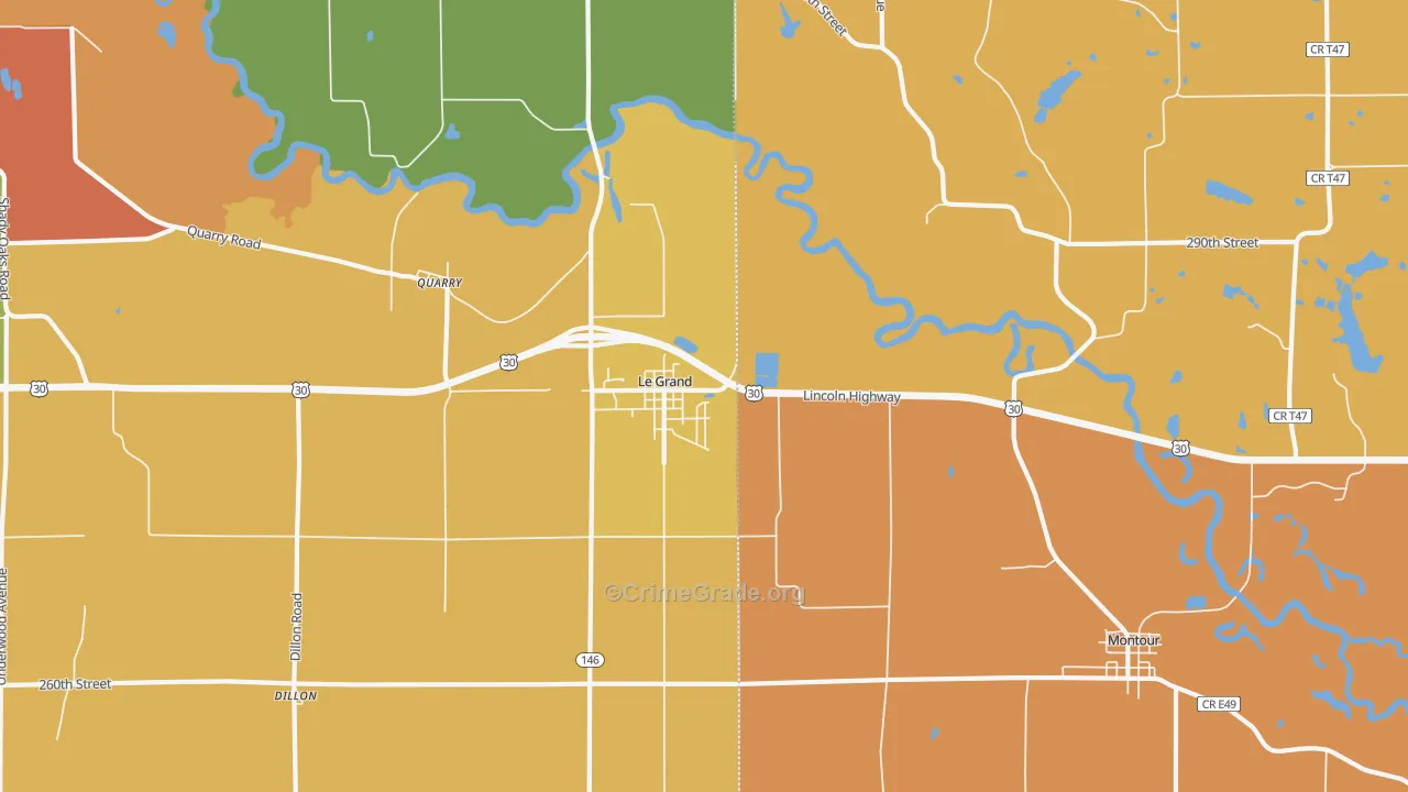 Le Grand, IA Map of Burglary Rates