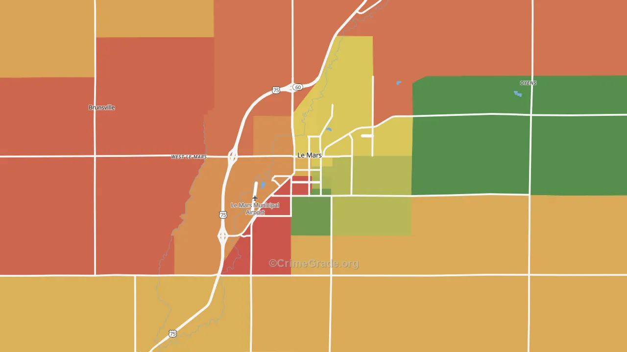 Le Mars, IA Map of Burglary Rates