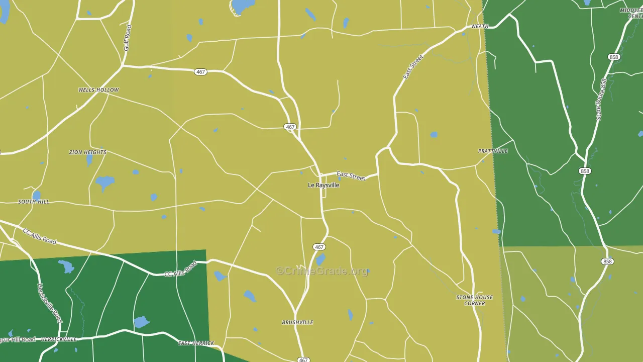 Le Raysville, PA Map of Burglary Rates
