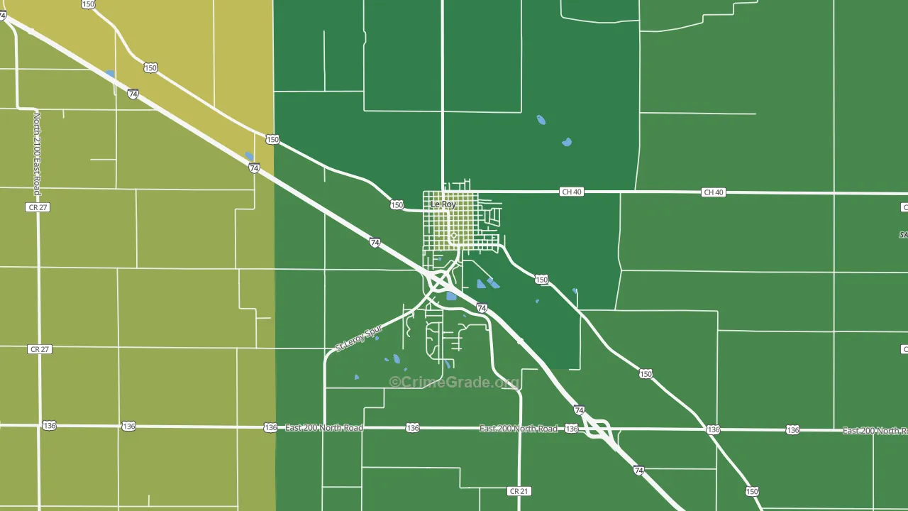 Le Roy, IL Map of Burglary Rates