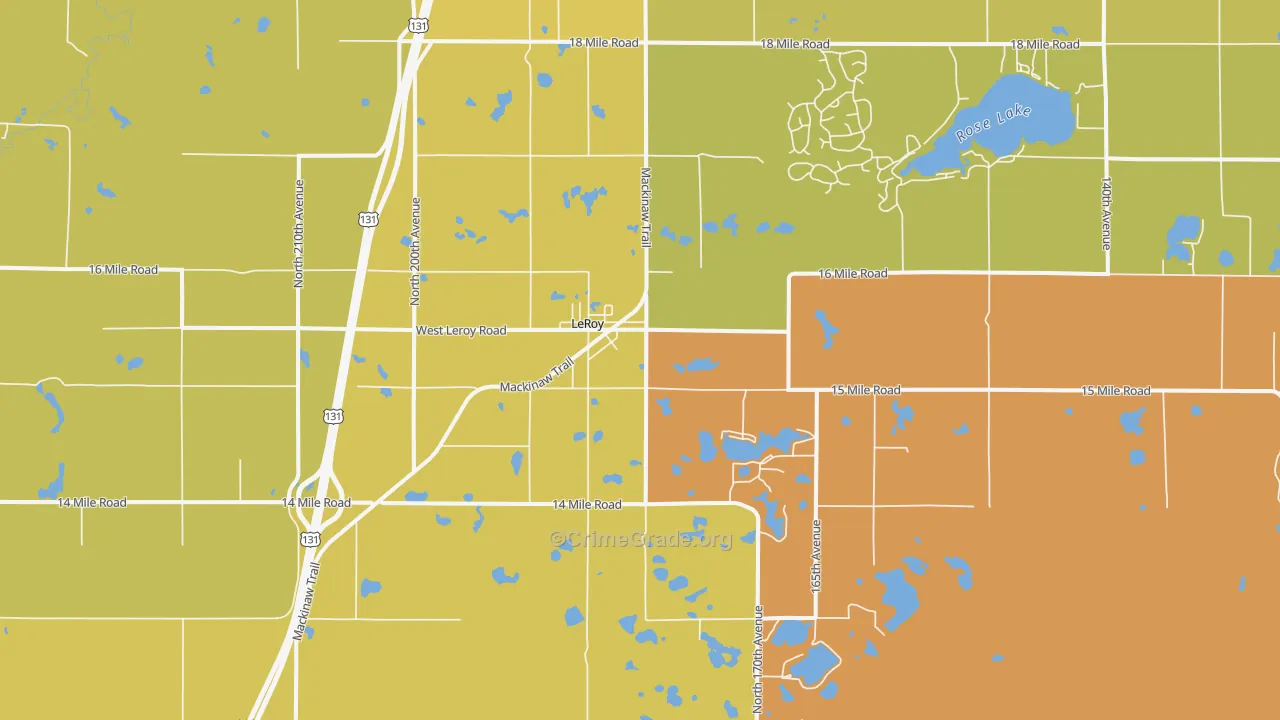 Le Roy, MI Map of Burglary Rates
