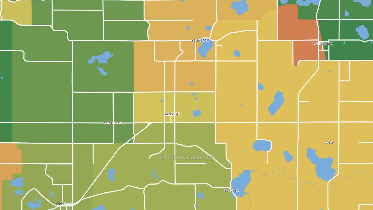 Le Sueur County, MN Map of Burglary Rates