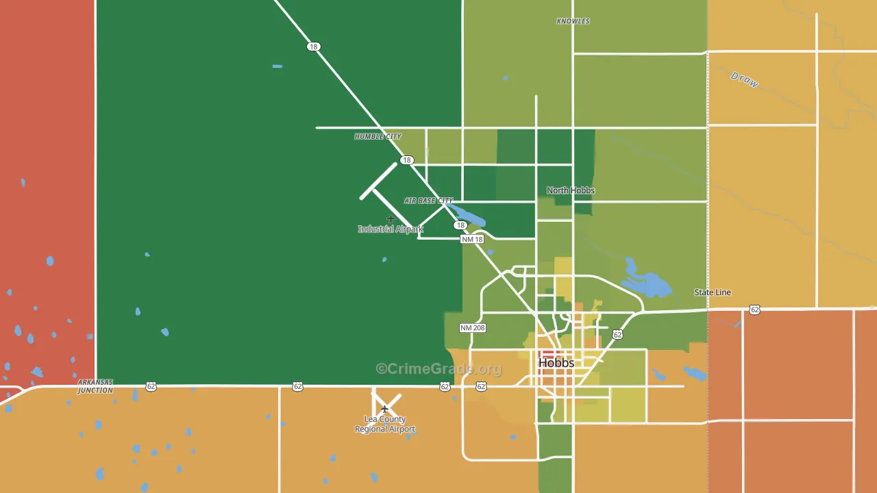 Lea County, NM Map of Burglary Rates