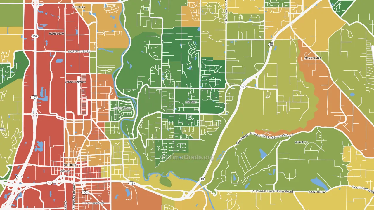 Lea Hill, Auburn, WA Map of Burglary Rates