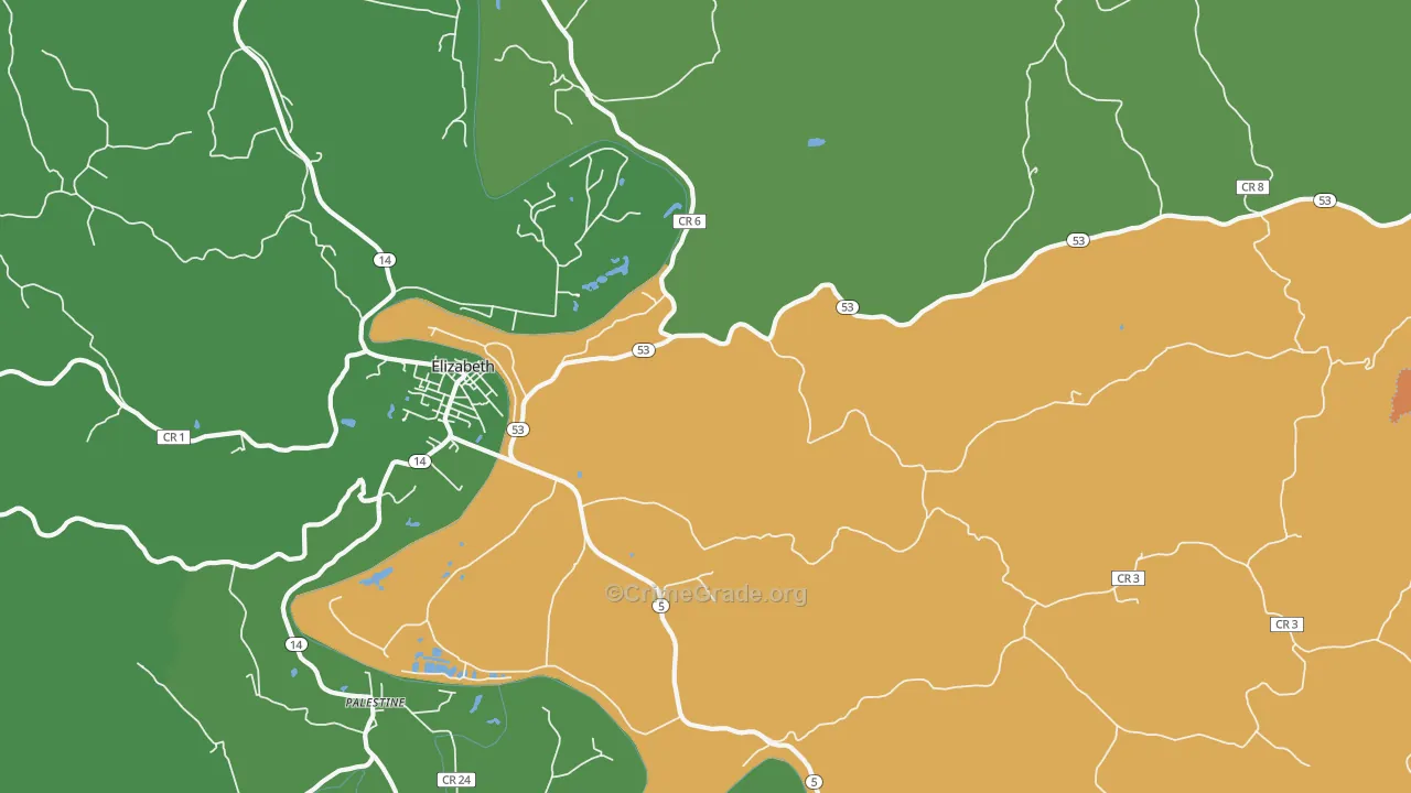 Leachtown, WV Map of Burglary Rates