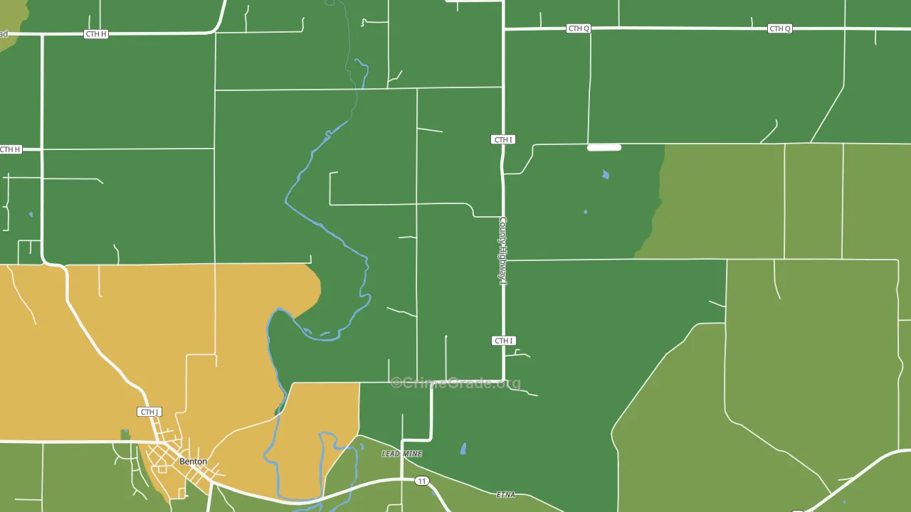 Lead Mine, WI Map of Burglary Rates