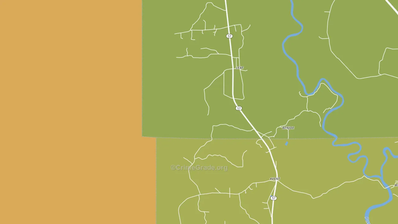 Leaf, MS Map of Burglary Rates
