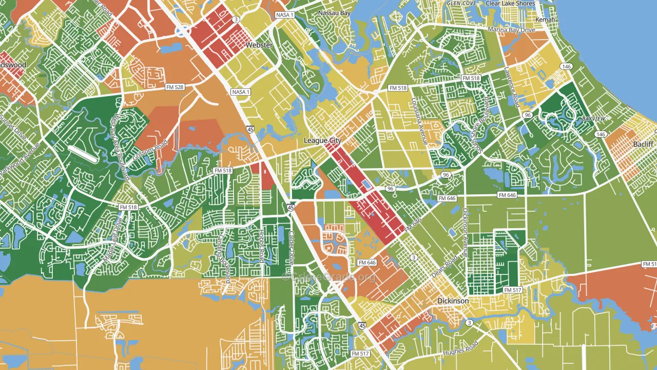 League City, TX Map of Burglary Rates