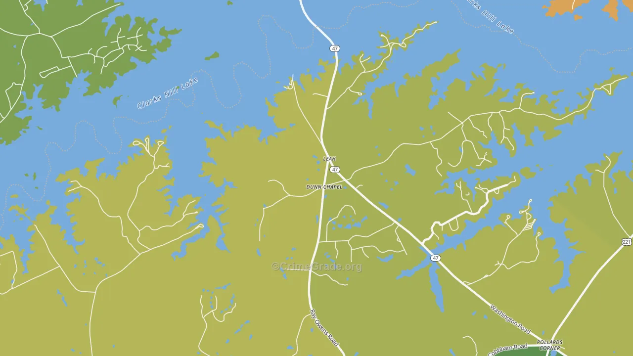 Leah, GA Map of Burglary Rates