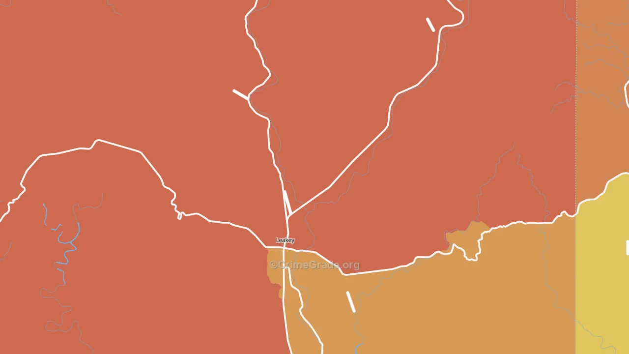 Leakey, TX Map of Burglary Rates