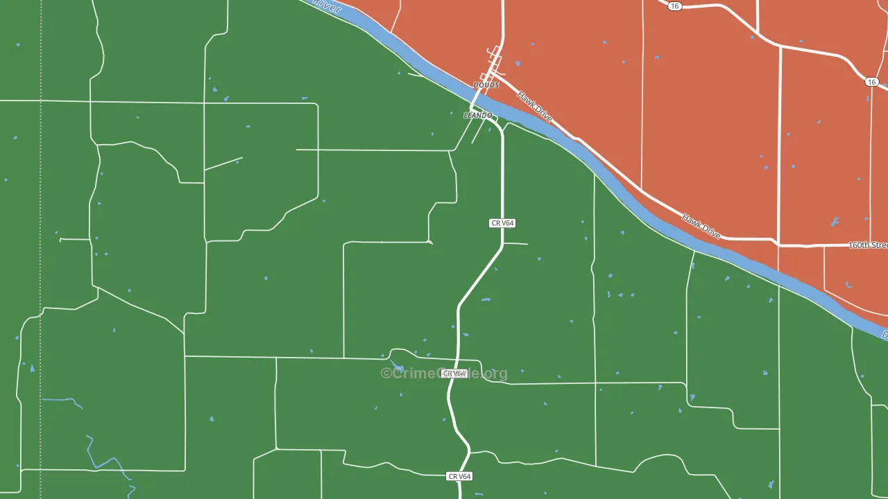 Leando, IA Map of Burglary Rates
