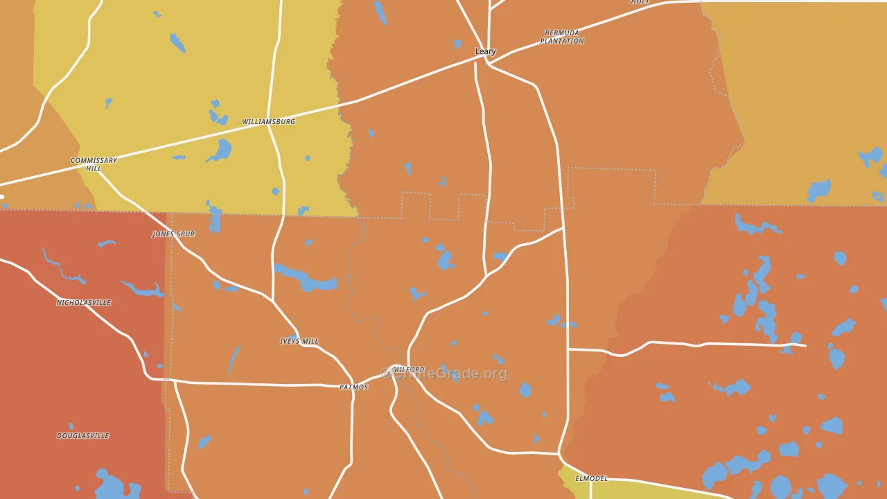 Leary, GA Map of Burglary Rates