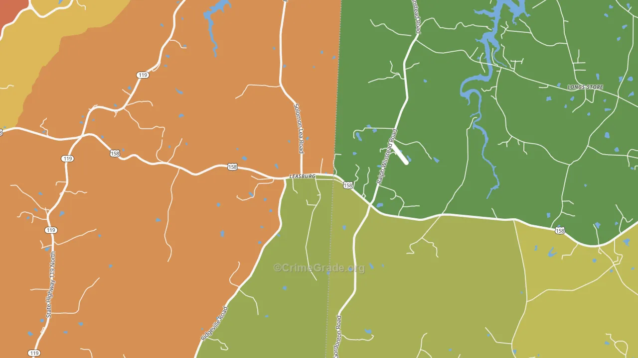 Leasburg, NC Map of Burglary Rates