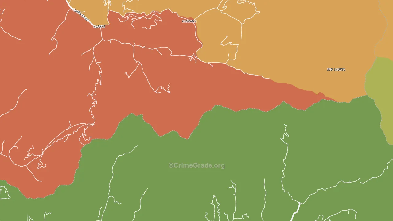Leatherman, NC Map of Burglary Rates