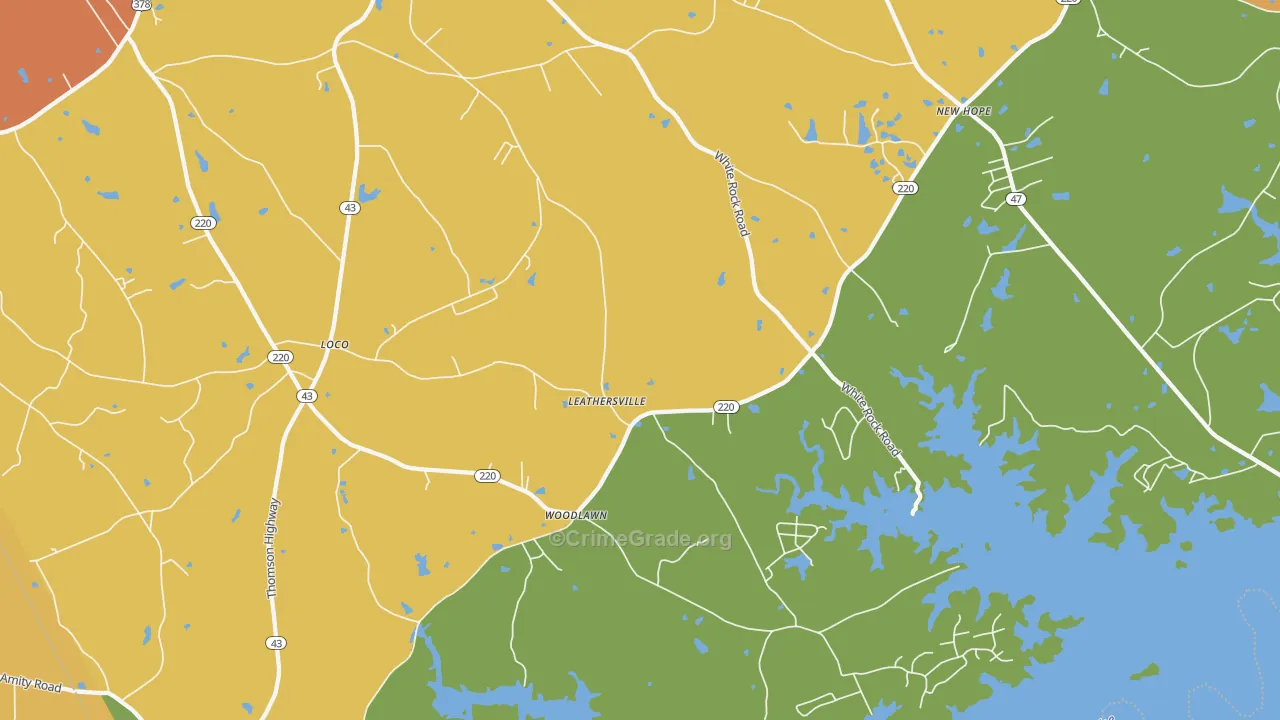 Leathersville, GA Map of Burglary Rates