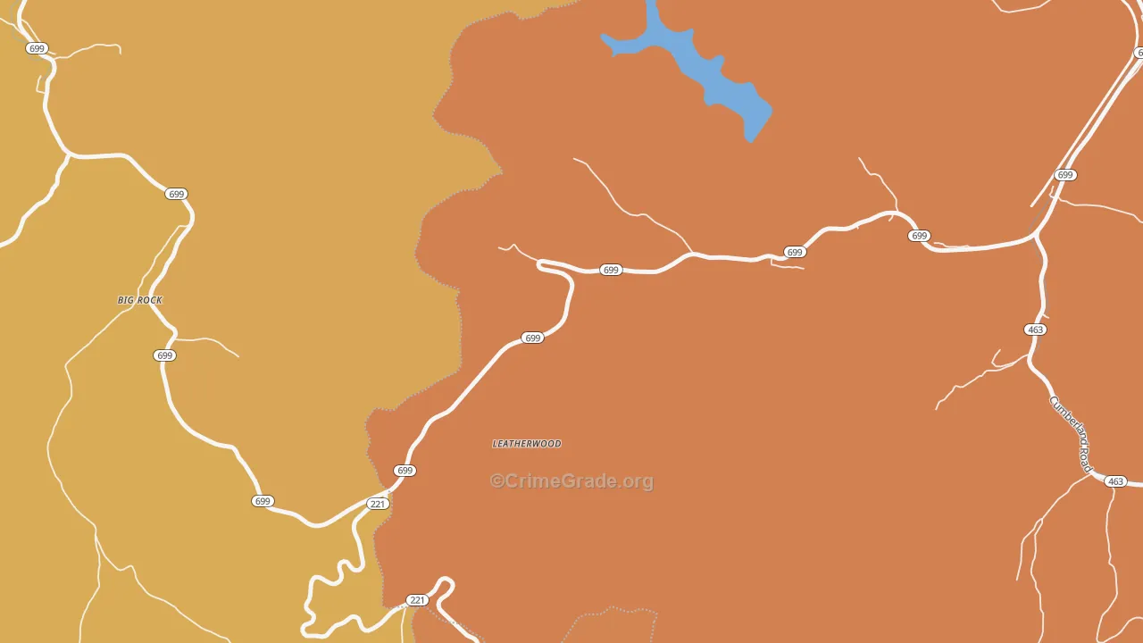 Leatherwood, KY Map of Burglary Rates