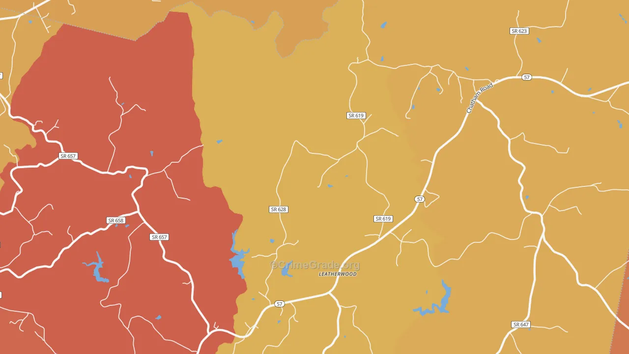 Leatherwood, VA Map of Burglary Rates