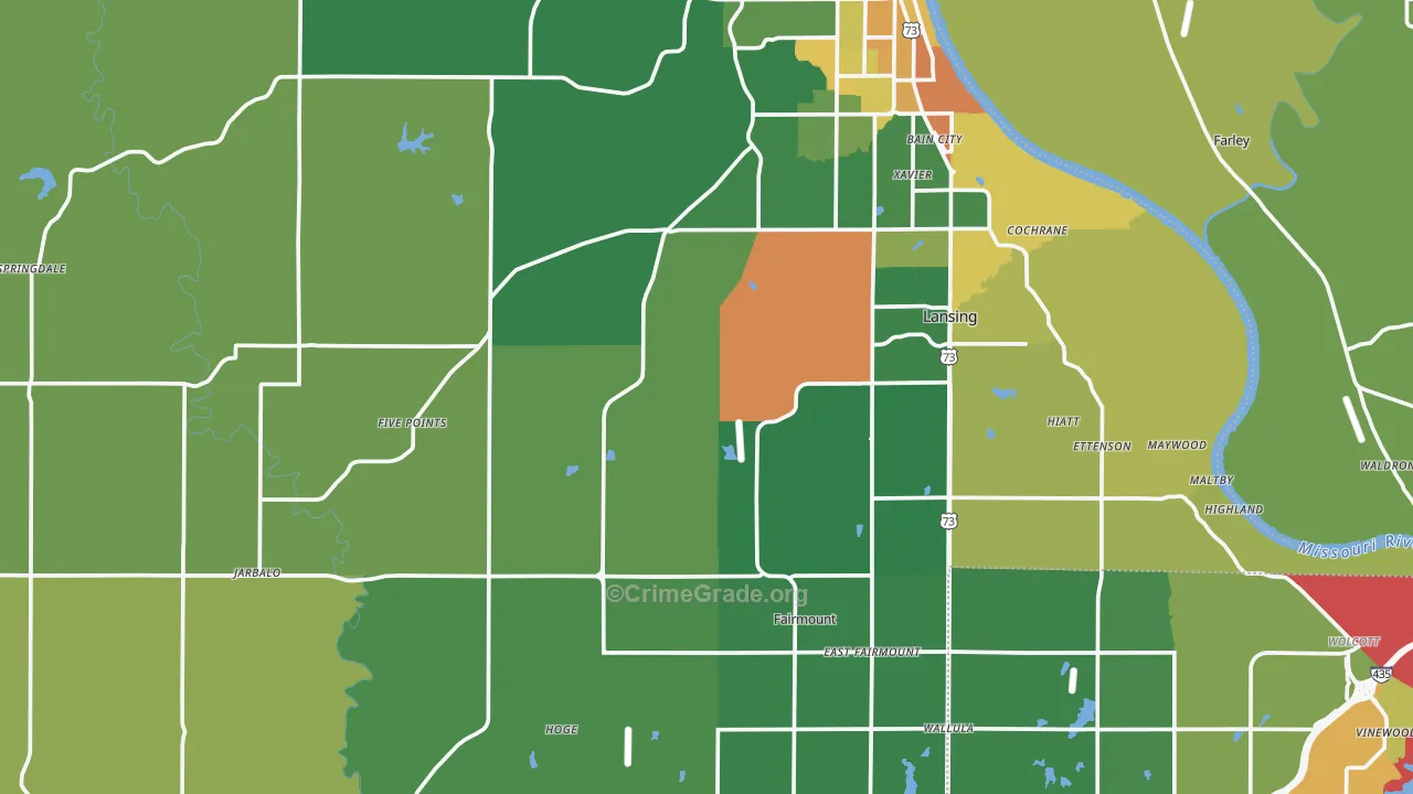 Leavenworth County, KS Map of Burglary Rates