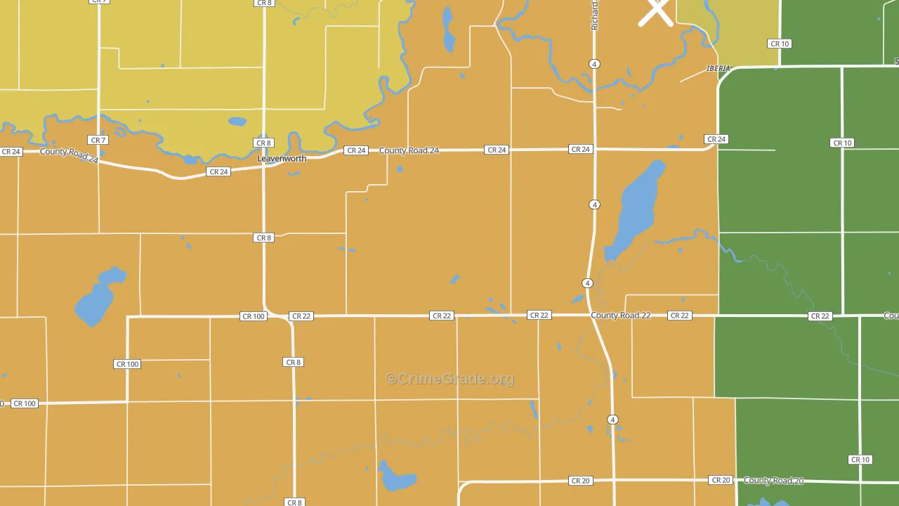Leavenworth, MN Map of Burglary Rates