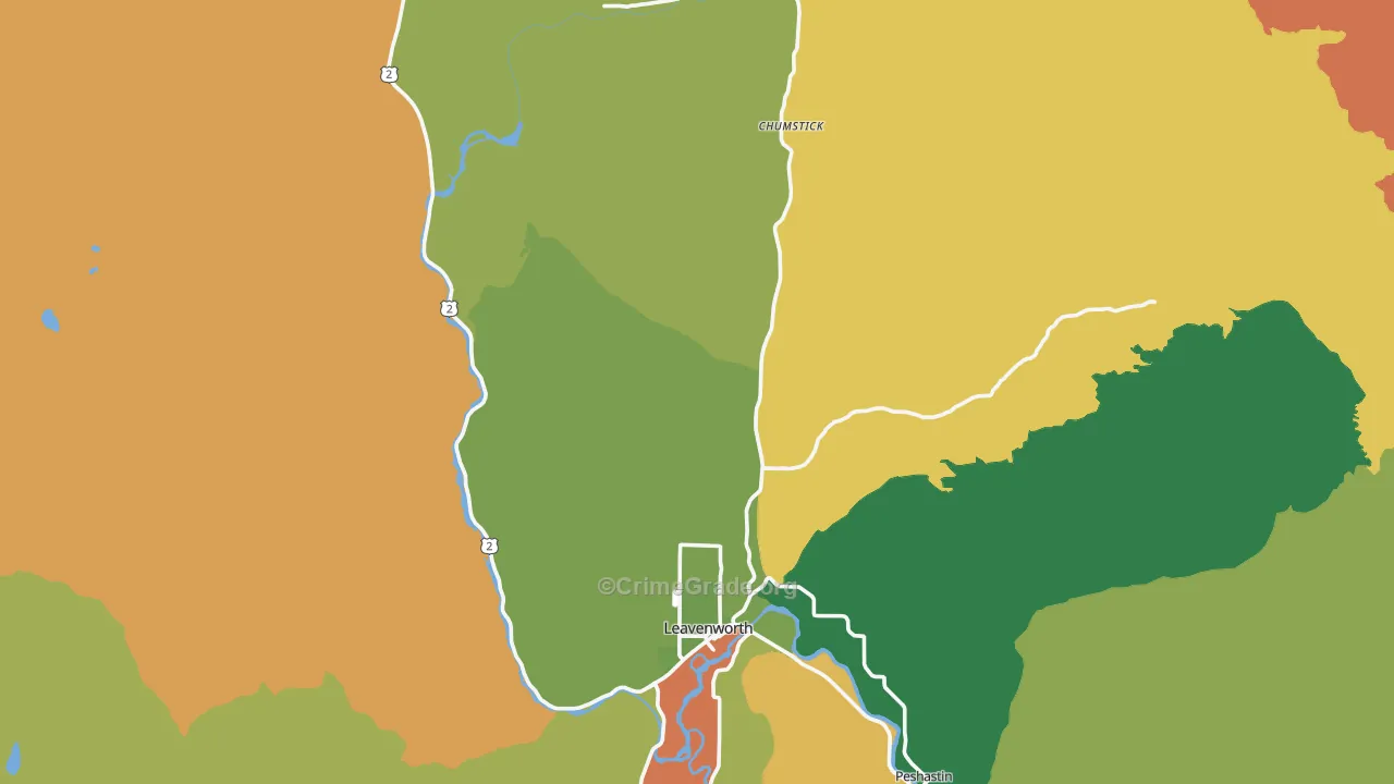 Leavenworth, WA Map of Burglary Rates