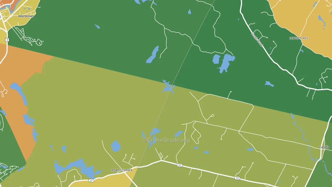 Leavitts Hill, NH Map of Burglary Rates