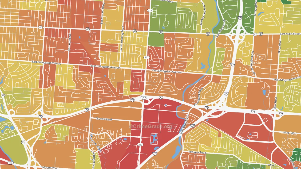 Leawood, Columbus, OH Map of Burglary Rates
