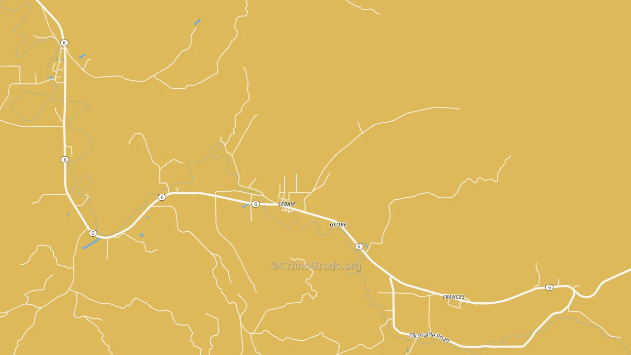 Lebam, WA Map of Burglary Rates