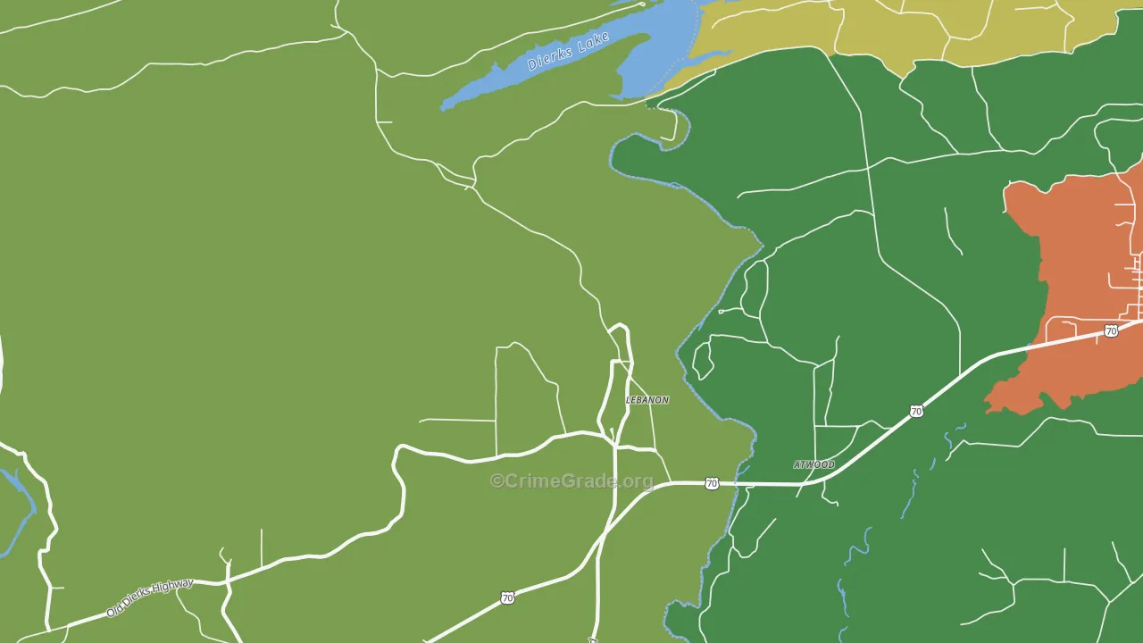 Lebanon, AR Map of Burglary Rates