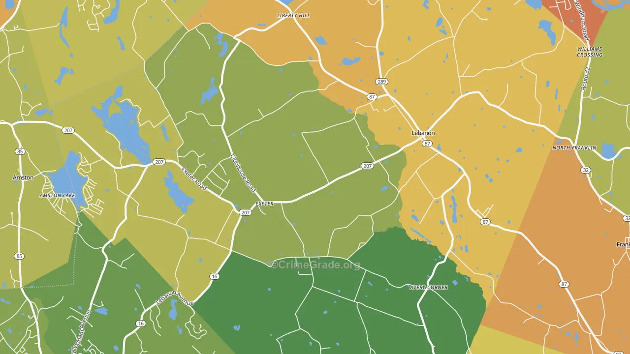 Lebanon, CT Map of Burglary Rates