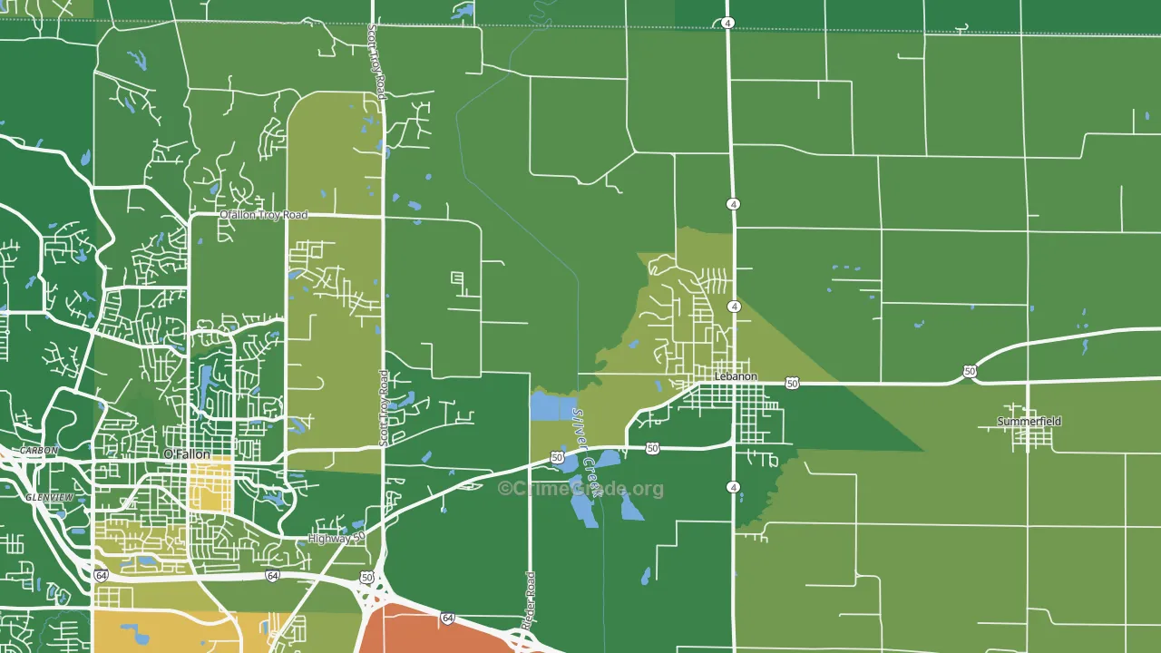 Lebanon, IL Map of Burglary Rates