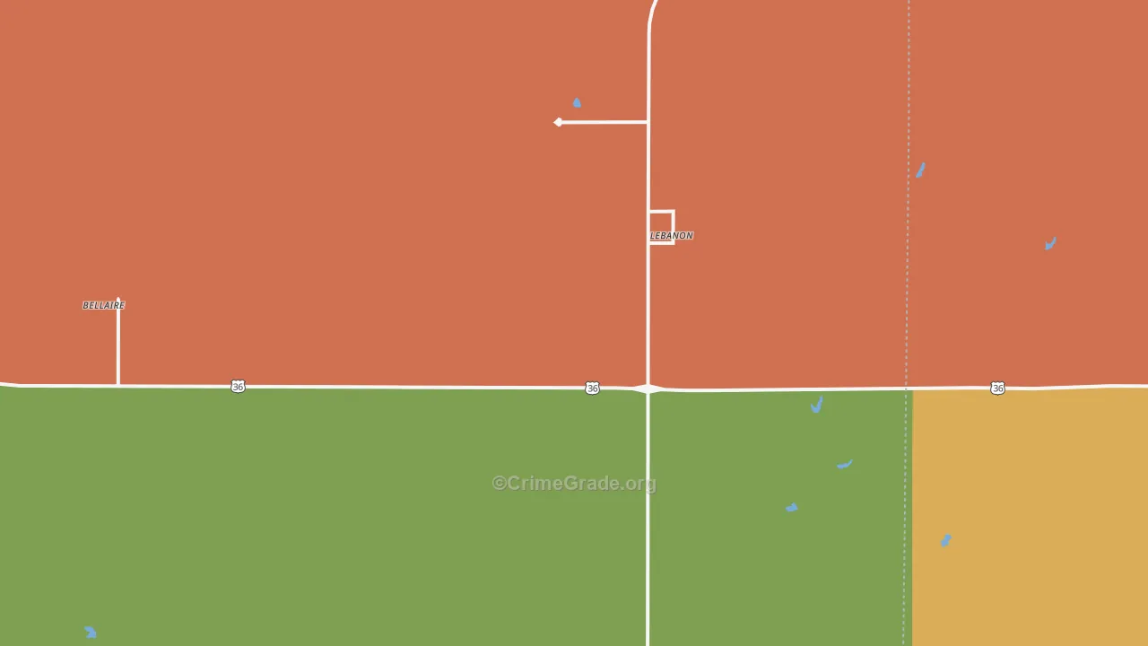 Lebanon, KS Map of Burglary Rates