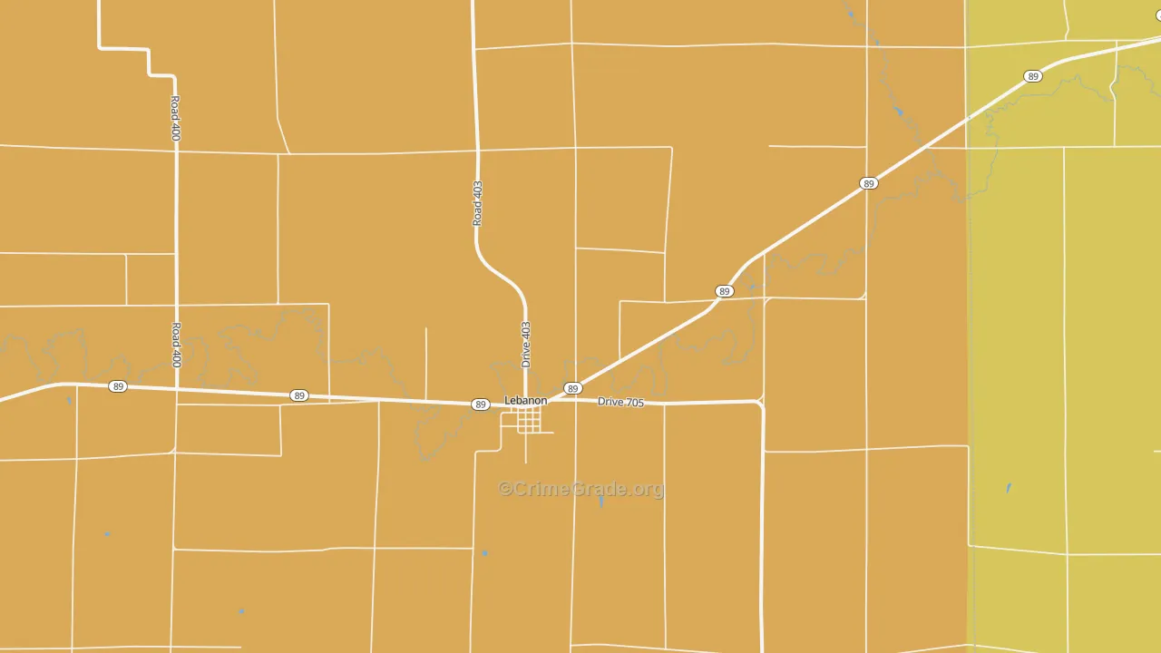 Lebanon, NE Map of Burglary Rates