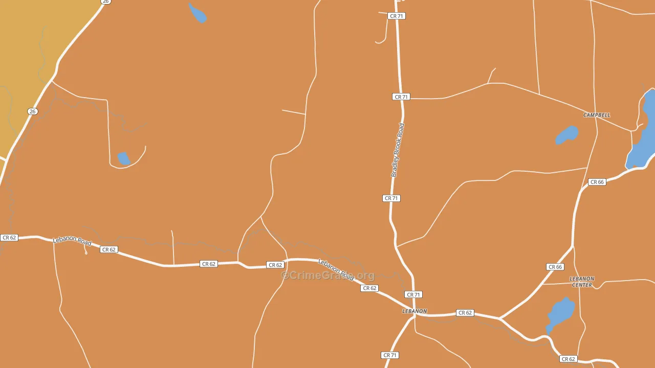 Lebanon, NY Map of Burglary Rates