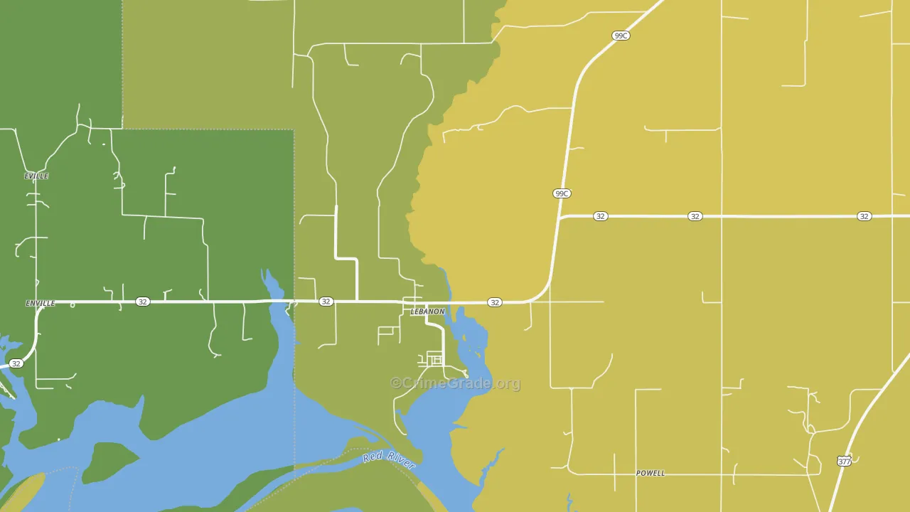 Lebanon, OK Map of Burglary Rates