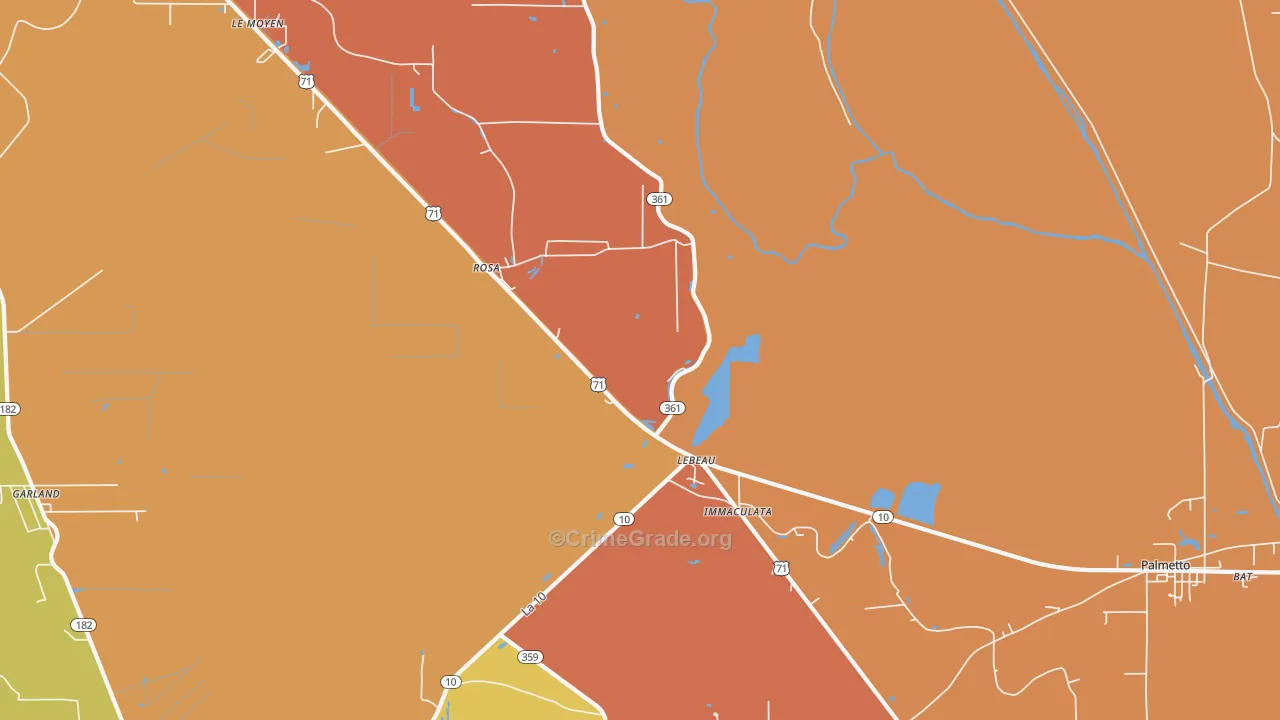 Lebeau, LA Map of Burglary Rates