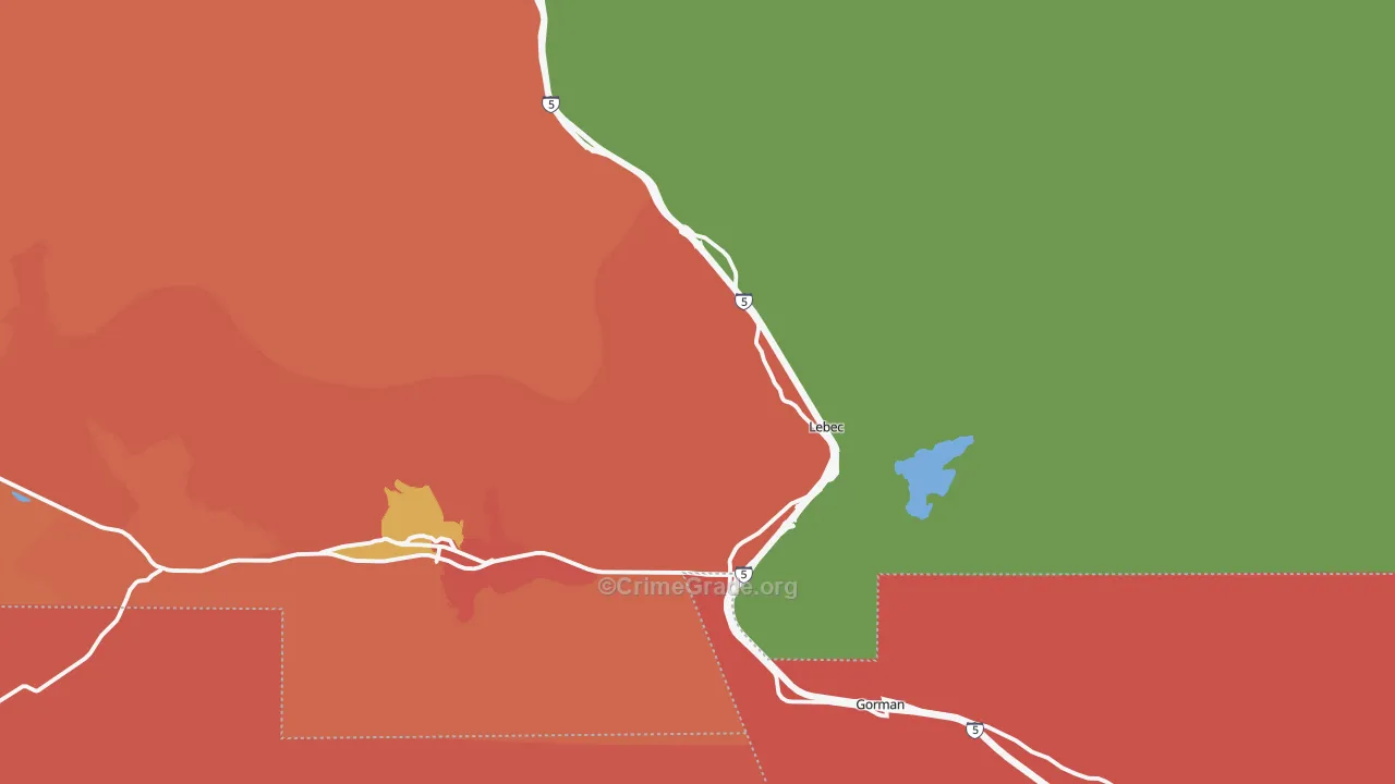 Lebec, CA Map of Burglary Rates