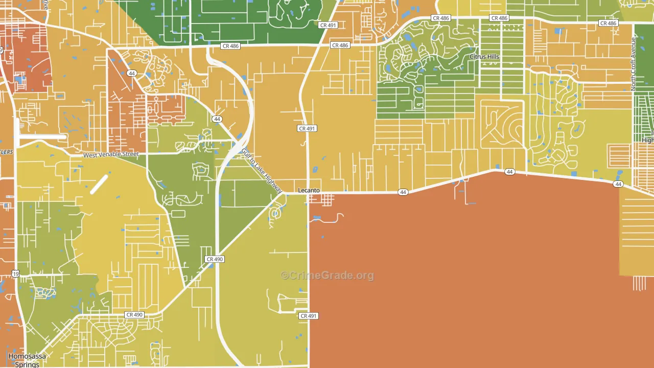 Lecanto, FL Map of Burglary Rates