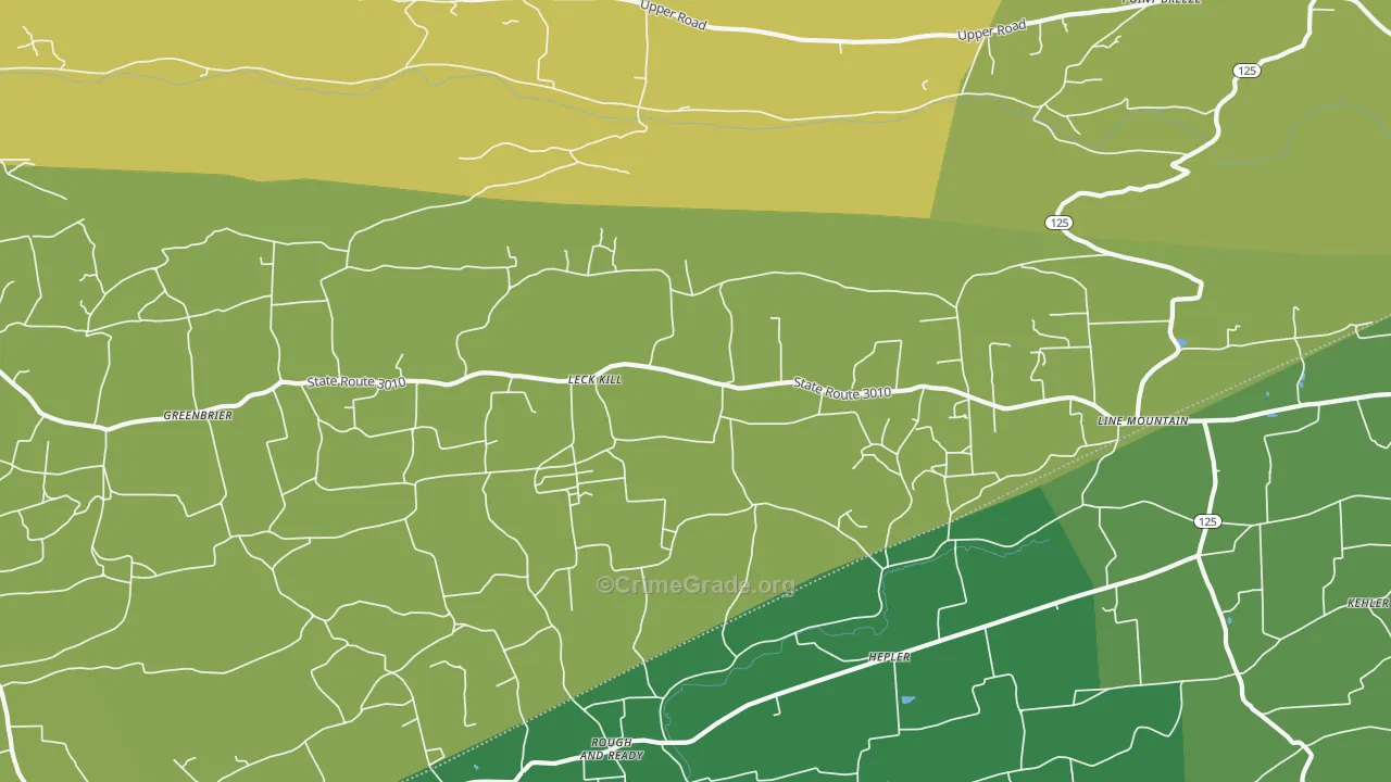 Leck Kill, PA Map of Burglary Rates