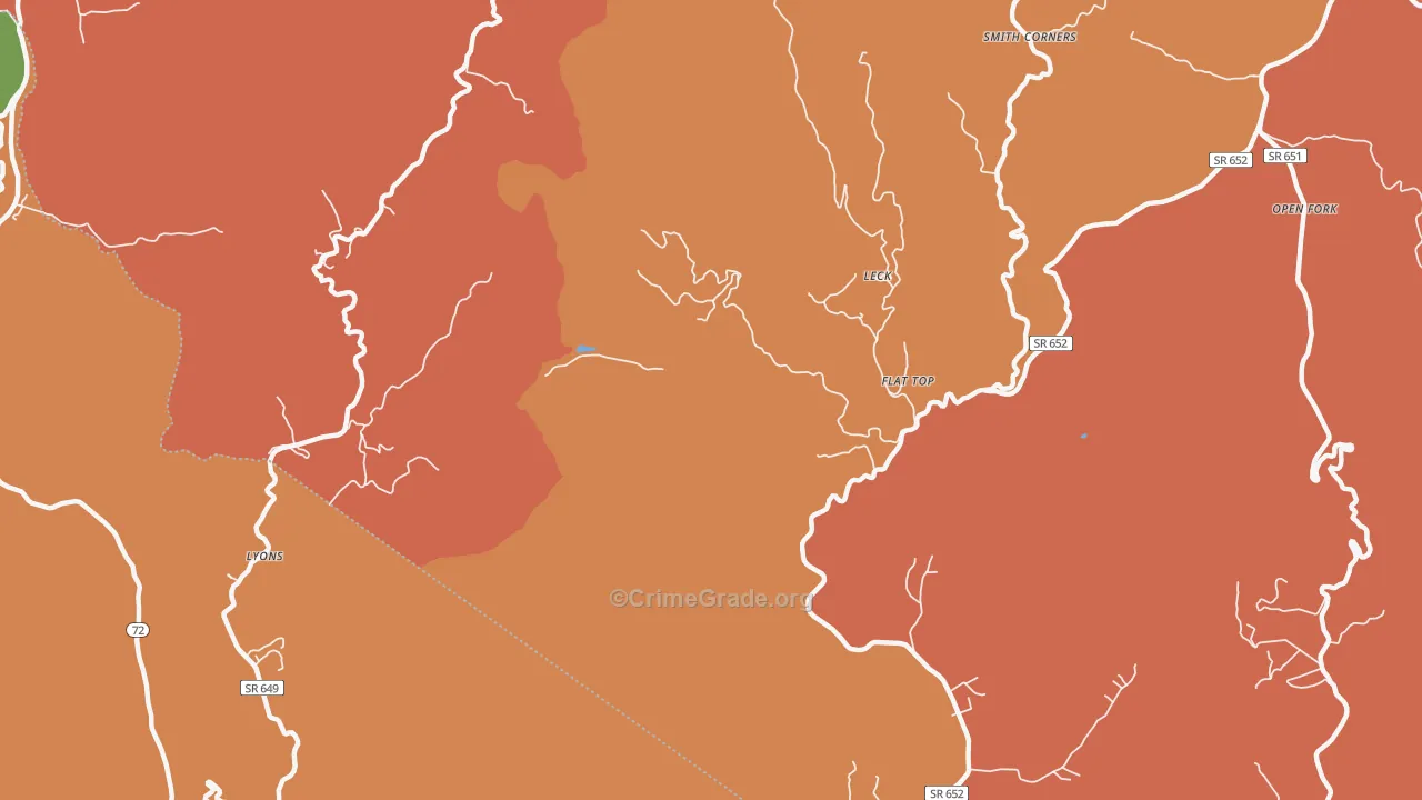Leck, VA Map of Burglary Rates