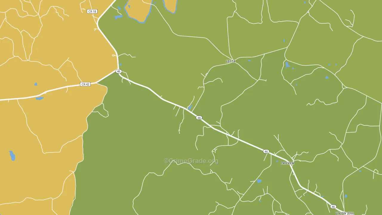 Lecta, AL Map of Burglary Rates