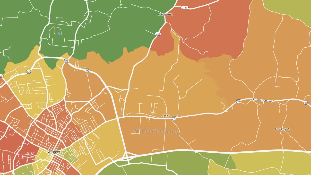 Lecta, KY Map of Burglary Rates