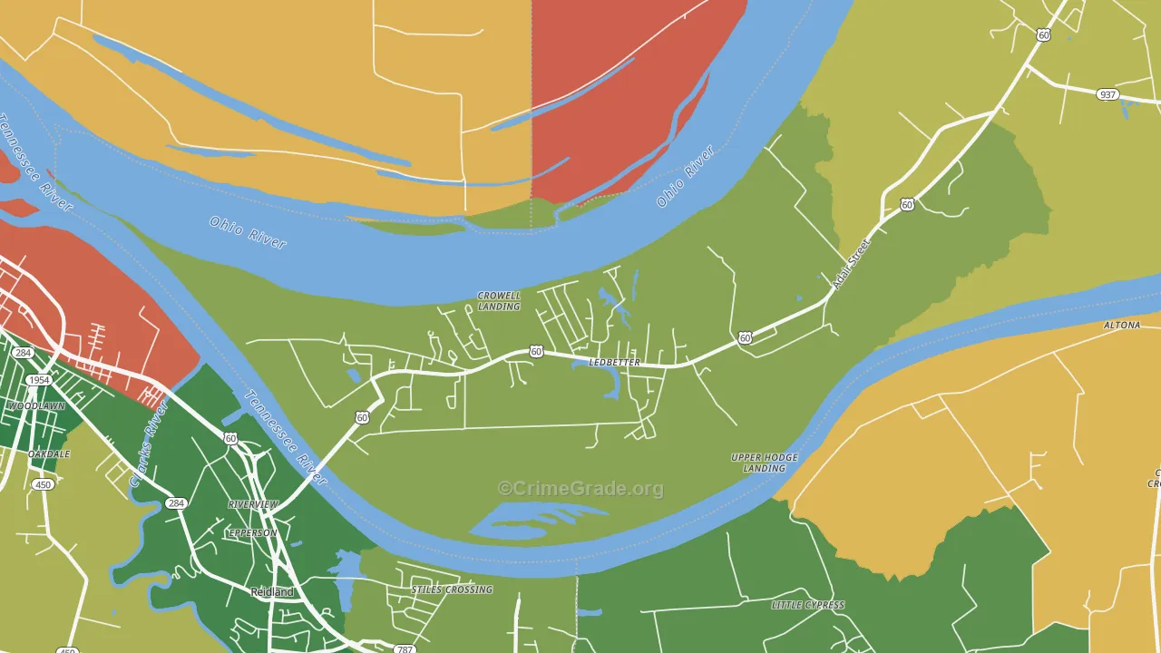Ledbetter, KY Map of Burglary Rates