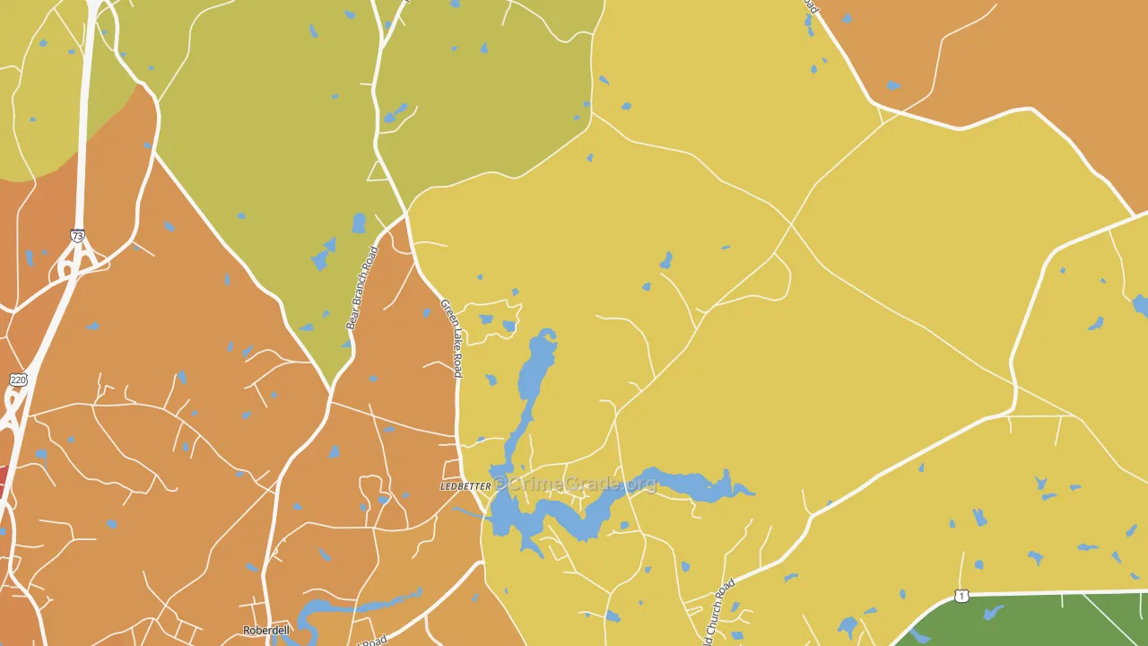 Ledbetter, NC Map of Burglary Rates
