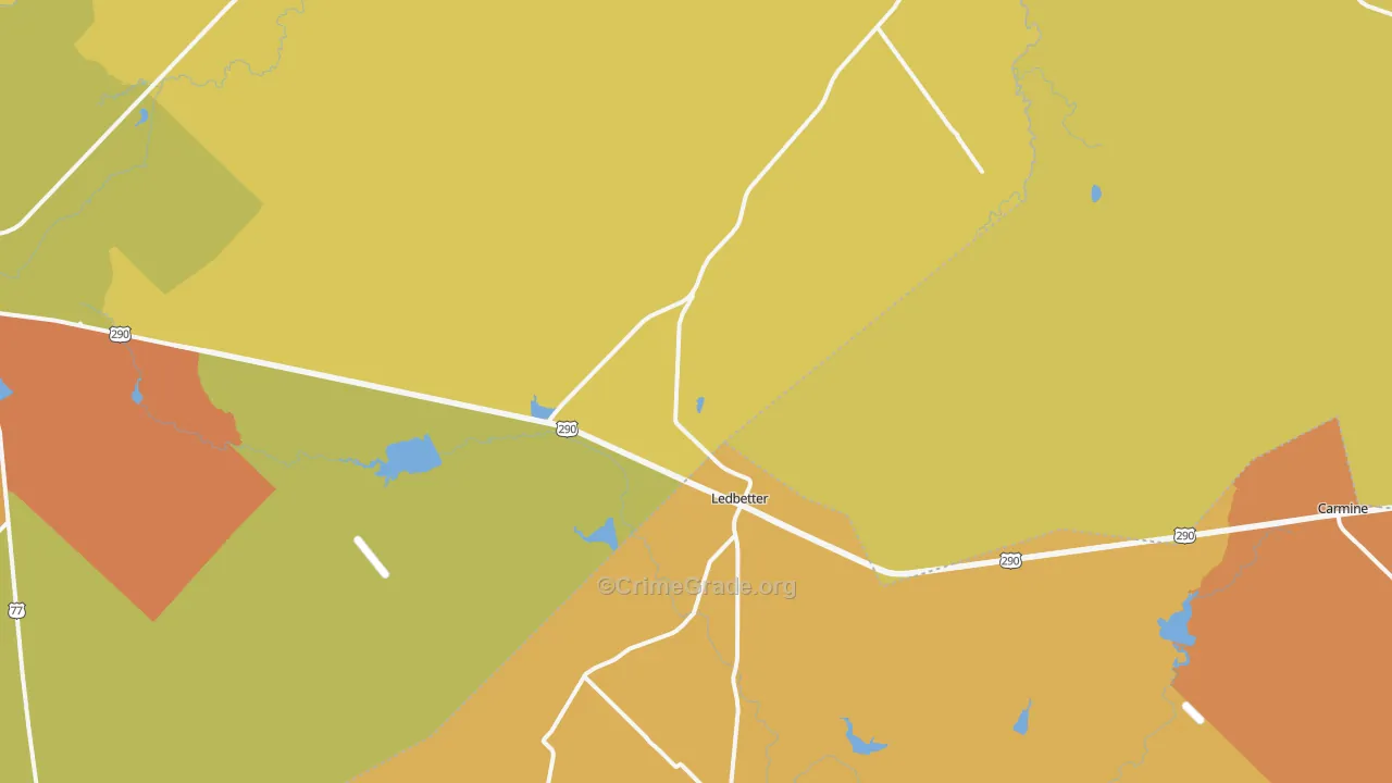 Ledbetter, TX Map of Burglary Rates
