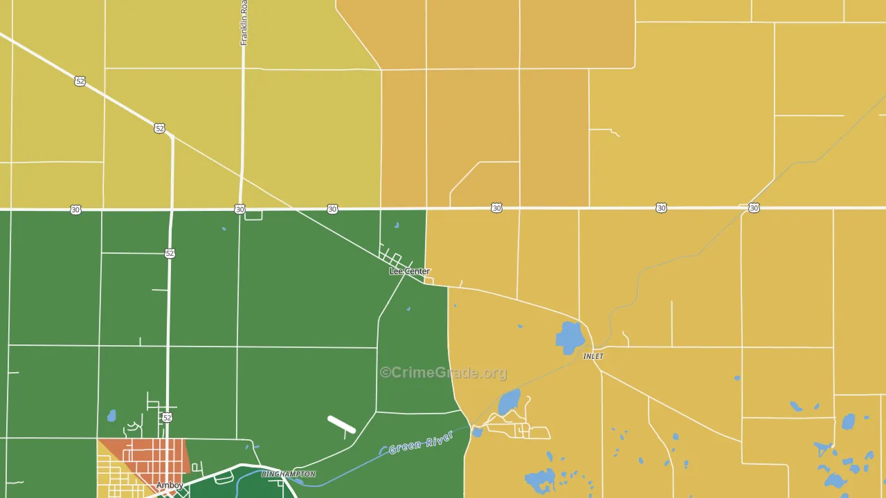 Lee Center, IL Map of Burglary Rates