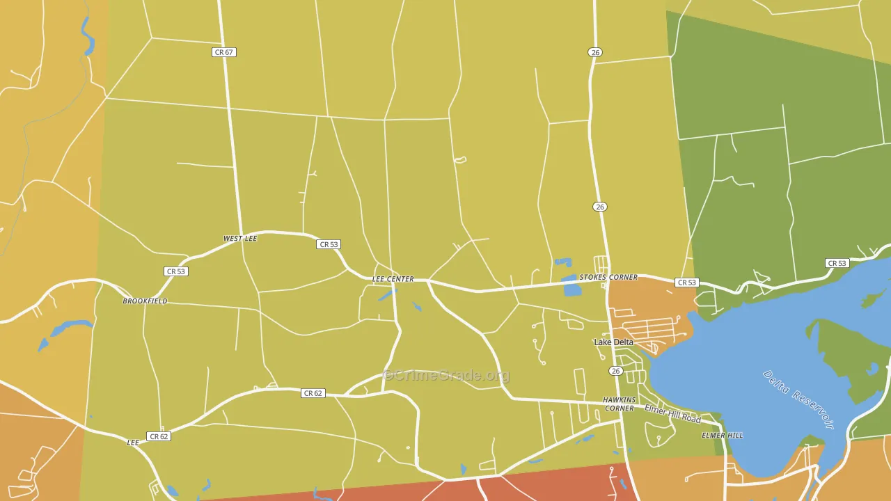 Lee Center, NY Map of Burglary Rates